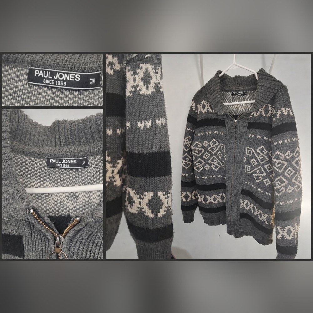 Gray Patterned Sweater - image 2